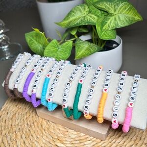 Set of BOOK CLUB themed beaded friendship bracelets! 12